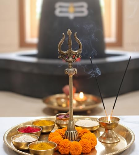 eSplanade Messing sheshing mit sheshnag | Shiva Lingam Idol Murti Natraj (Trishul)