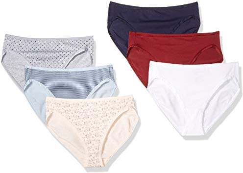 Amazon Essentials Women's Korta underkläder i bomull med höga ben (finns i plusstorlek), Pack of 6, Coola färger/Varm, M