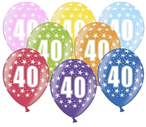 10 Luftballons 40. Geburtstag – bunte Ballons Zahl 40, Metallic 30 cm, Helium geeignet, Party Deko für Männer & Frauen, Made in EU