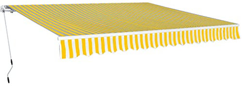 vidaXL Gelenkarmmarkise 400cm Gelb/Weiß Markise Sonnenschutz Terrasse Balkon