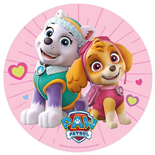 Dekora - Paw Patrol Skye & Everest Tortenaufleger aus Esspapier - Essbares Geburtstagsdeko - Runde Kuchendekoration 20 CM