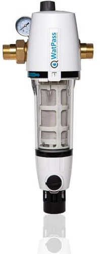 WatPass® | Hauswasser Rückspülfilter & Druckminderer DN 25/1 | mit Manometer | Filtert Rost, Sand, Kalk und andere Partikel | Verbesserung der Wasserqualität