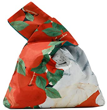Étanche Mode Art Japonais Kimono Motif Poignet Sac Fourre-Tout Sac À Main Noeud Pochette Portefeuille Portable Bourse pour Femmes (Orange)