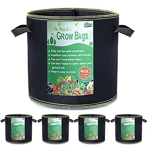 Growerz 40 l (Durchmesser 40 x Höhe 32 cm) Stoff-Pflanztopf – strapazierfähiger Vlies-Pflanzbehälter für Luftbeschneiden, Wurzelgesundheit und Entwässerung – wiederverwendbarer Topf für Gartenarbeit