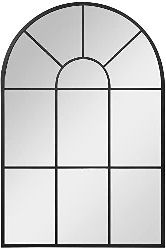 HOMCOM Wandspiegel 91 x 60 cm Fenster Spiegel mit Metallrahmen Dekorativer Hängespiegel Flurspiegel für Schlafzimmer Wohnzimmmer Schwarz