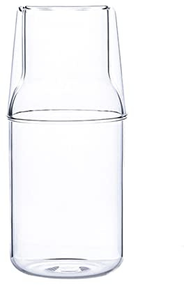 Juego de Jarra de Agua Junto a la Cama con Vaso de Vidrio para Dormitorio, Juego de Mesa de Noche, Jarra de Agua de Cristal Transparente, Jarra de Agua para Noche, Jarra de Agua con Juego de(360ml)