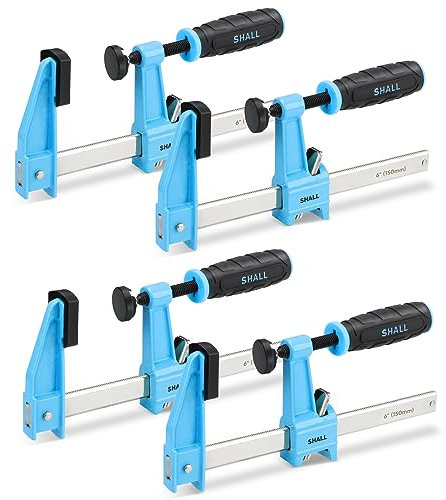 SHALL Jeu de Serre-joint Métallique à Libération Rapide 4 Pièces, Largeur de Serrage 152 mm（6 Zoll）, Force de Serrage Maximale de 272 kg（660 Pfund),clip de menuiserie