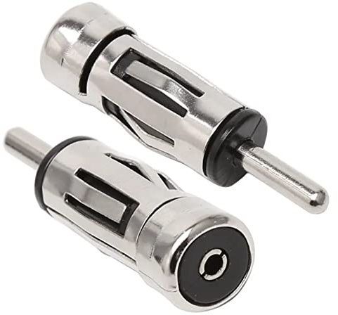 Yoezuo Adaptador de Antena DIN/ISO, Paquete de 2 | Conector Antena Coche DIN Macho, Conexión Radio de Automóvil (Plata)