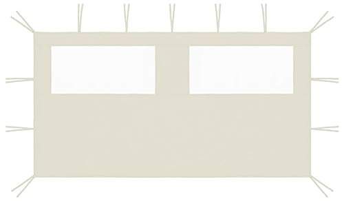 Homgoday Wand mit Fenstern für Pavillon, 4 x 2 m, Creme, Gartenpavillon, Sonnenschirm, Strand, Angeln, Outdoor, winddicht, für Garten, Terrasse, Räume