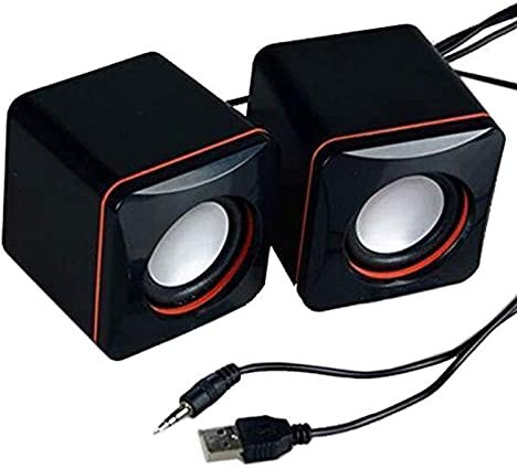 Portable Computer Speakers USB Powered Desktop Mini Speaker Bass Sound Music Player System Wired Small Speaker Stereo Speakers TeQ393 (Black, One Size)