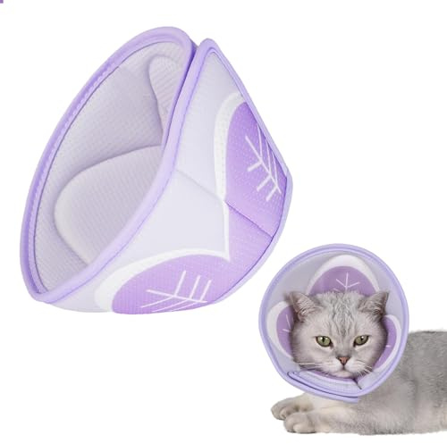 Lilbitty Katzen-Erholungshalsbandkegel, verstellbares Katzenkegelhalsband weich, Kegel für Katzen nach Operationen, Kätzchenkegel, Lila Katzenkegelhalsband (Klein)