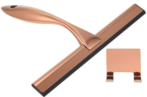 Anneome Shower Squeegee Stainless Steel Wiper with Electroplated Finish 9.84 X 7.28 in Window Squeegee for Bathroom Shower Door Kitchen Mirror and Car Glass Cleaning