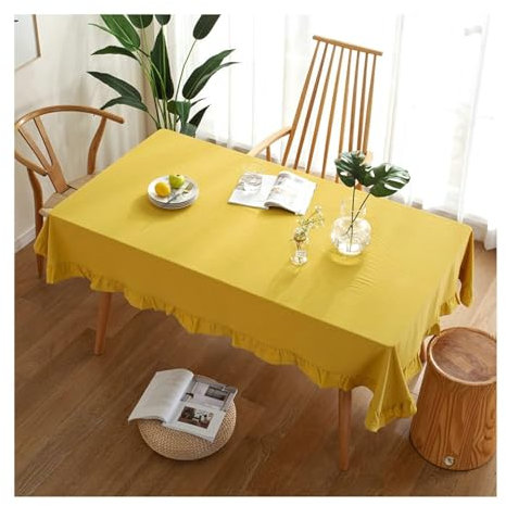 BCughia Tischdecke 100x140 Gelb, Tischtuch Abwaschbar Rechteckig Baumwolle Einfarbig Tischdecke für Küchentisch