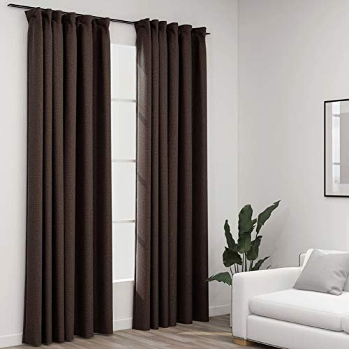 Bulliing Verdunkelungsvorhänge Haken Leinenoptik 2 STK. Taupe 140x245 cm Verdunkelungsvorhang Thermo Gardine Blickdicht Vorhänge