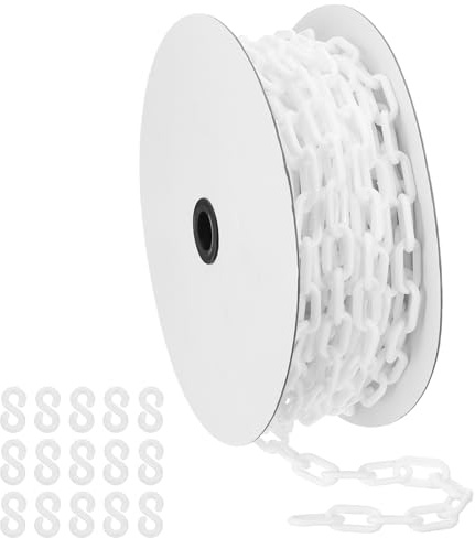 PATIKIL 72pcs Cadena de plástico blanca 6mm Cadena de barrera de seguridad