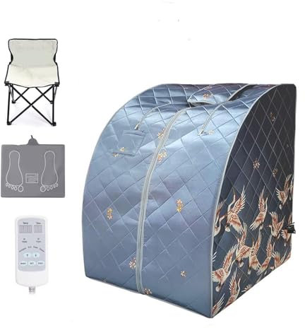Sauna a infrarossi lontani Set SPA portatile for una persona for tutto il corpo con poggiapiedi riscaldante con telecomando for tempo e temperatura For Home Sauna