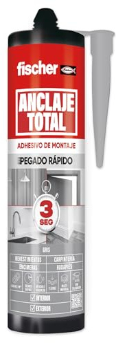 fischer Anclaje Total | Adhesivo de Montaje Híbrido | Agarre en 3 s & Curado 24–48 h | 290 ml Gris | Soporta hasta 600 kg/m² de carga inicial