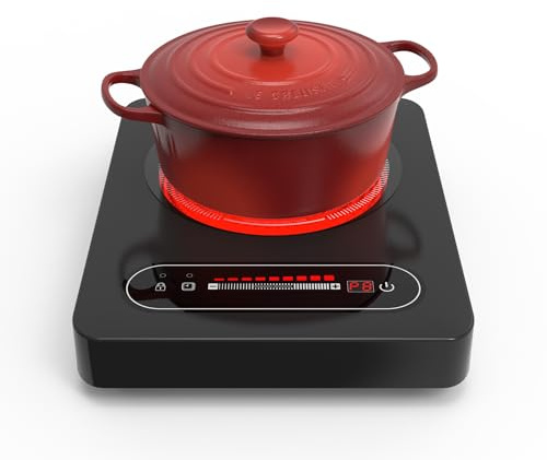 ANHANE 1800W Electric Cooktop, 11 Inch Portable Single Burner with Timer & Child Lock - 110-120V Compact Countertop Stove for Everyday Cooking in Kitchen, Dorm, RV or Office