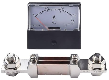Amperometro analogico con shunt per monitoraggio della corrente continua 0-200A 0-300A DH-670 misuratore da pannello per armadi elettrici e officine (300A)