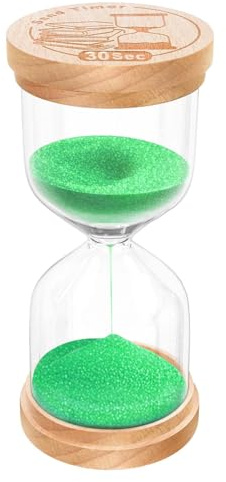 ABXKZ 30 Second Sand Timer, Wooden Hourglass Sand Clock, Small Wood Green 30 Second Hour Glass, Sandglass for Brushing Teeth, Reloj De Arena, Classroom, Game, Kitchen, Home, Office