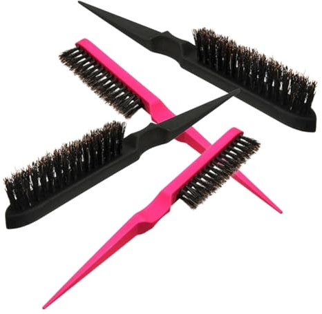 Hohopeti 4 pezzi Pettini Professionali con Setole di Cinghiale Pettine Tre File per Cotonatura e Definizione Capelli Ricci Spazzola Multiuso per Salone e Uso Domestico Colore Casuale