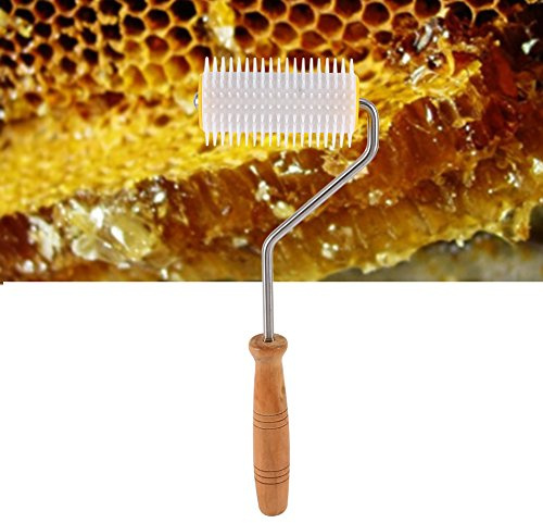 Aramox Herramienta de Rodillo de Aguja para Extracción de Peine de Abejas con Equipo Giratorio de Panal, Mano de Colmena para Destapar Colmenas, Extractor Destapador de Miel