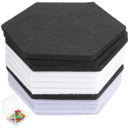 STOBAZA 12 Stücke Akustikwandpaneele Schalldämmmaterial Sechseckige Akustikpaneele für Einfache Installation und Schallschutzplatten ohne Wandbeschädigung Hochwertiges Filzmaterial