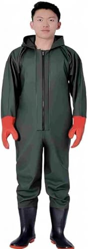 HoldOneLight PVC-Polyester Wathose Ganzkörperanzug für Angeln, Jagd und Landwirtschaft (41 EU, L)