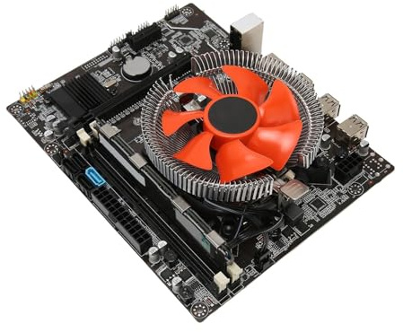 Qcwwy Combo CPU Scheda Madre, Set di Schede Madri per PC da Gioco PCB con Doppio Indicatore Luminoso, Processore a 6 Core e Slot Nvme per Sistemi Compatibili Lga 1356