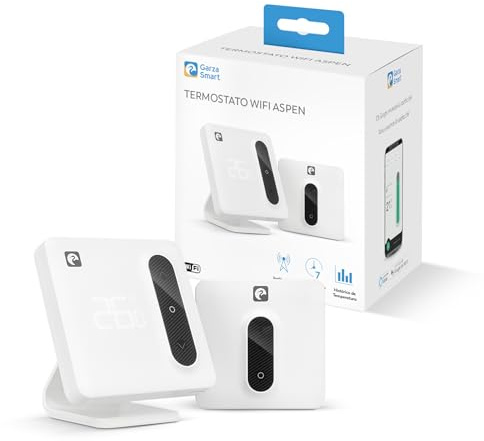 Garza - Termostato Wi-Fi Inteligente para Caldera y Calefacción, con Adaptador, Medidor Consumo, Control táctil, Detección Ventanas Abiertas, Control App y Voz, Alexa/Google, Blanco
