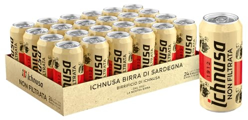 Birra Ichnusa Non Filtrata, Cassa con 24 Lattine 24 da 44cl, Birra Lager Non Filtrata a Bassa Fermentazione, Gusto Morbido, Corposa ed Equilibrata, Gradazione 5,0% Vol