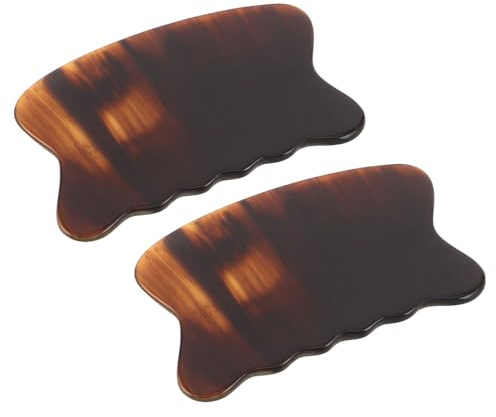 OKUMEYR 2 St Oxhorn Gua Sha Ansikts Kroppsmassageverktyg Hudvårdsskrapa för Avslappning och Muskelavlastning Kompakt Design för Hem Spa och Resa