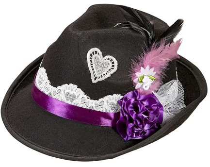W WIDMANN MILANO Party Fashion 75719 - Bayerischer Fedora, mit Dekoration aus Filz, Schwarz, Bayern, Bierfest, Tracht, Hut, Accessoire, Karneval, Mottoparty