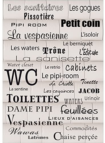 Décorations murales adhésives 48*68 Les WC, Polyvinyle, Noir, 48 x 0.1 x 68 cm