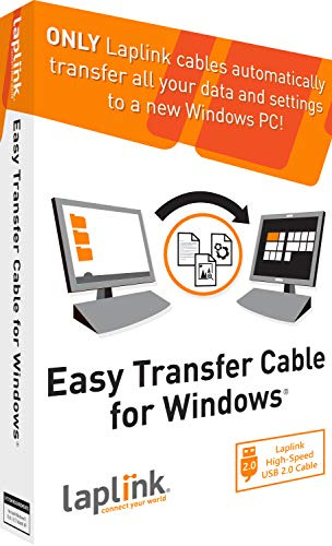 LAPLINK Easy Transfer Cable - USB 2.0 High Speed Cable & PCmover - Câble de Transfert USB 480 Mbps avec Logiciel (1x Utilisation), Câble de Données, Type A Mâle, 1.82 m - 1 PIÈCE