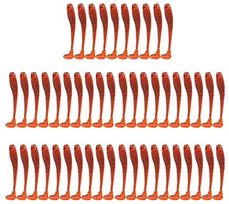 50 stücke Weiche Angelköder Köder Set für Salzwasser Süßwasser, 5 cm Kunststoff Fischköder T-Schwanz Grub Wurm Köder Fischgeschirr Zubehör 9 Farben