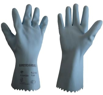 MONDELIN Gants de protection T9 – latex naturel sur support coton flocké – résistance produits chimiques dilués – travaux de nettoyage et entretien – norme EN 420