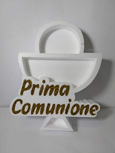 ARDITO MICHELE Porta Confetti Calice Prima Comunione con Scritta Contenitore Vassoio in Polistirolo Party Festa Decorazione Tavolo Buffet