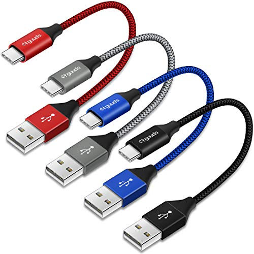 etguuds [4Pack 30CM] Cable USB Tipo C Corto, Cable USB A a C Carga Rapida 3.1A Cargador Nylon Trenzado Cable USB C para Samsung Galaxy S23 S22 S21 S20 S10 S9 Note 10 A21 A15 A50