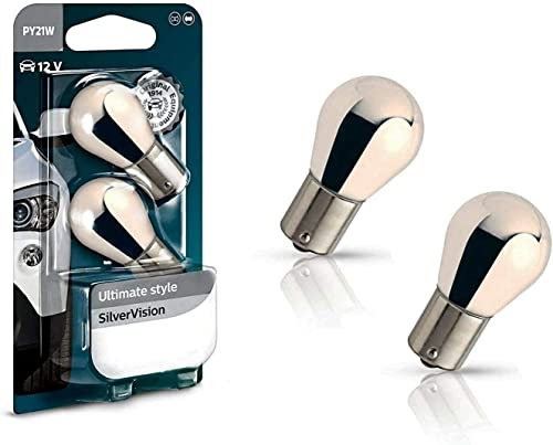 2x Philips Silver Vision PY21W 12V 12496SVB2 Ultimate Style High Tech Ersatz Halogen Birne für Blinker vorne hinten Seitenblinker E-geprüft