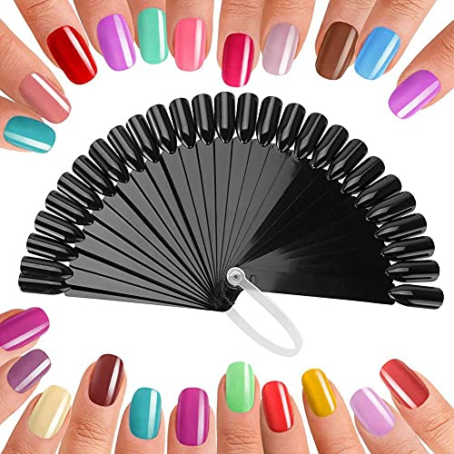 Agatige 32 Pièces Nuancier Ongles Avec Anneau, Présentoir Ongles Nuancier Bâtonnets D'Échantillons Faux Ongles Bâtons Échantillon Ongle Pour Pratique Nail Art Observation Du Vernis À Ongles