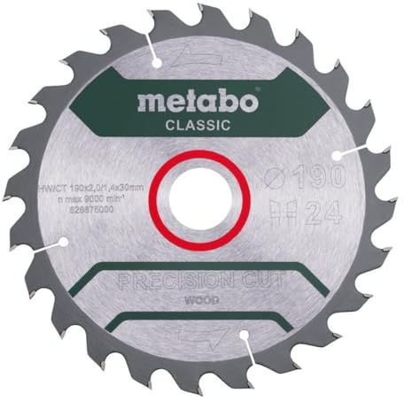 Metabo Sägeblatt precision cut wood - classic, 190x2,0/1,4x30 Z24 WZ 15° /B