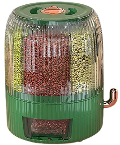 22lb Rice and Grain Storage Container, 360° Rotating Dry Food Dispenser, Household Sealed Storage, for Grains, Snacks, Dog Food, Beans,best gift (Color : Green, Size : 10kg)