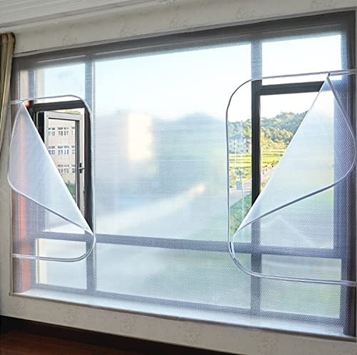 Winter Keep Warm Curtain,Insulating Film for Windows,Thermo Cover,Windproof Cold Noise Reducing Sealing Curtains Semi-Sheer 40-70% Privacy Window Film,Punch-Free,Custom (WxH(43x47in))