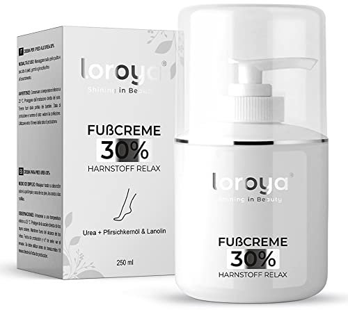 loroya® - L'organo – Crema esfoliante per i piedi 30% urea 250 ml – Per la pelle secca e screpolata – Rimozione delle cicatrici – Olio di pesca e lanolina – Accelera la rigenerazione