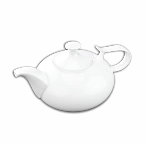 Wilmax - Teiera OLIVIA - in porcellana - Capacità: 450 ml - Teiera per caffè e tè - Elegante - Resistente ai graffi - Lavabile in lavastoviglie e microonde - Ergonomica - Bianca