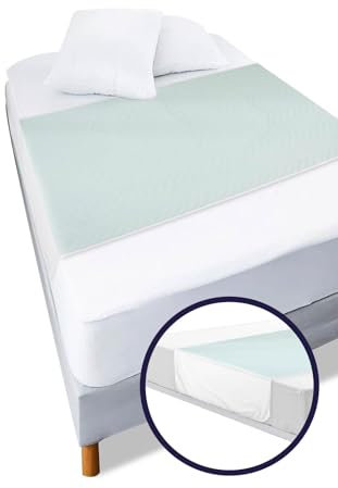 KMINA Empapadores Cama Adultos Lavables 5 Capas (x1 ud, 90x75 cm), Reutilizable y Ajustable, Protector Colchón Incontinencia - Fabricado en Europa