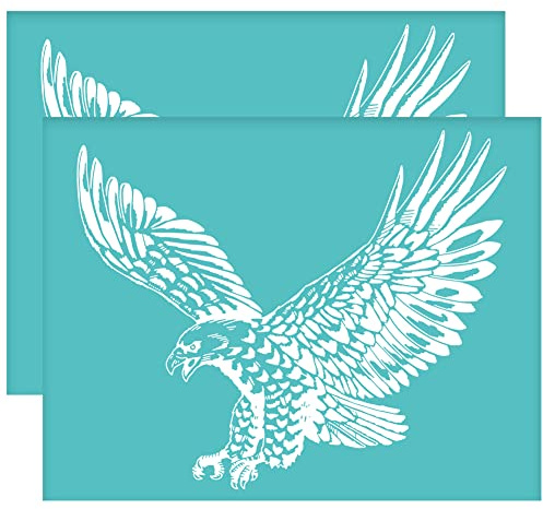 OLYCRAFT 2 Stück Selbstklebende Siebdruck Schablone Adler Muster Mesh Transfer Schablone Tiermotiv Zum Malen Auf Holz DIY T-Shirt Stoff - 28x22 cm