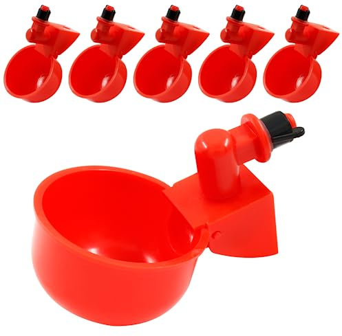 Jiozermi 6 Stück automatische Hühner-Wasserbecher, rotes Huhn, geeignet für Geflügeltränke für Küken, Enten, Gans, Truthahn und Hasen