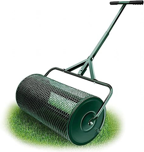 VIDECOR Kompoststreuer, 27,5-Zoll-Torfmoosstreuer mit Verstellbarem T-förmigem Griff, Leichter Metallgeflechtstreuer für Rasen und Garten, Rostfreier Miststreuer Zum Pflanzen und Säen